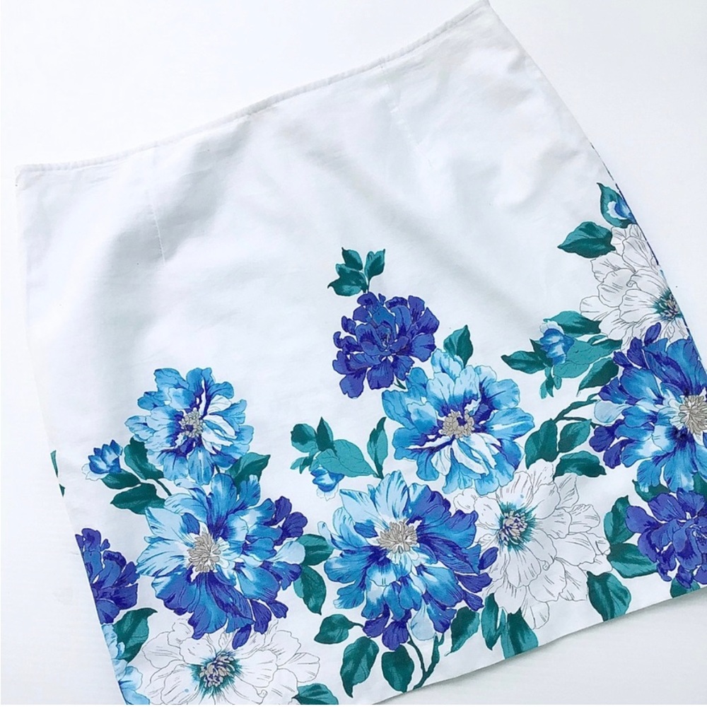 COVINGTON Floral Blue White Lined Skirt size 12